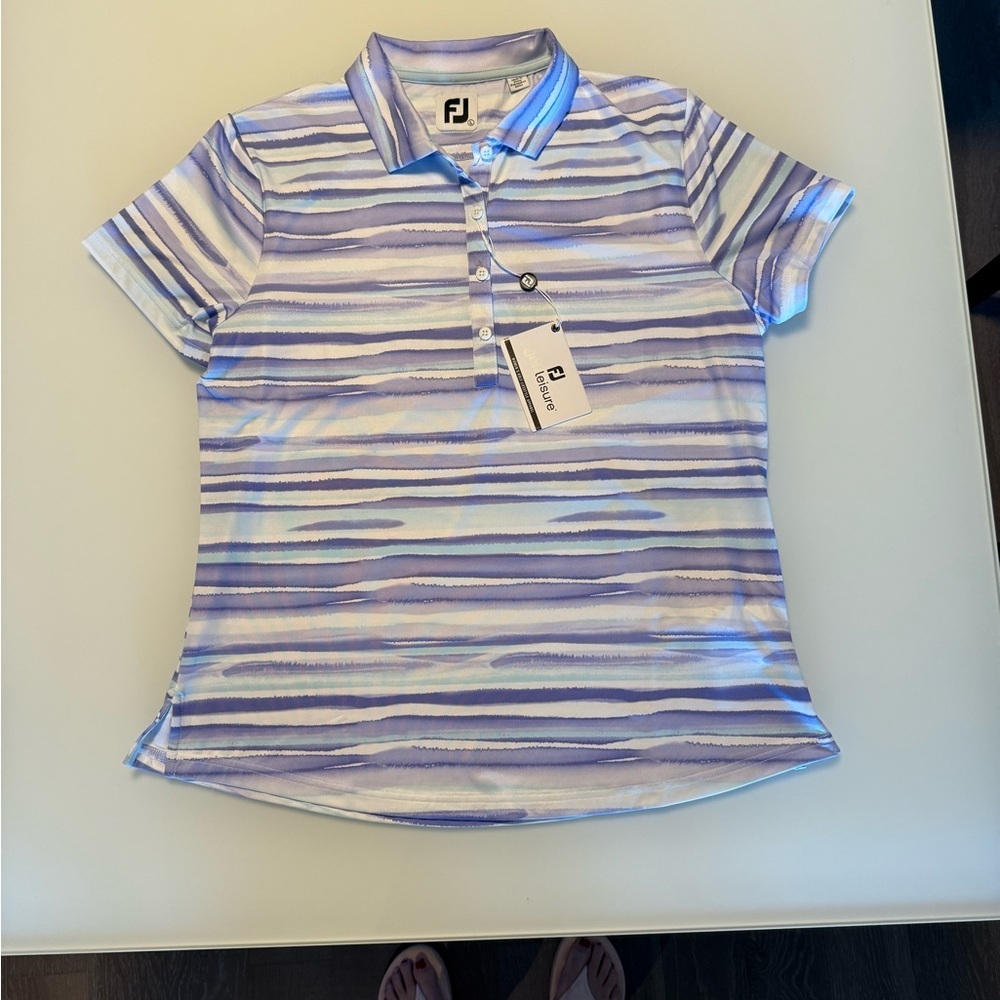 FootJoy Womens Blue pattern Golf Polo NWT Size Large - Picture 5 of 8